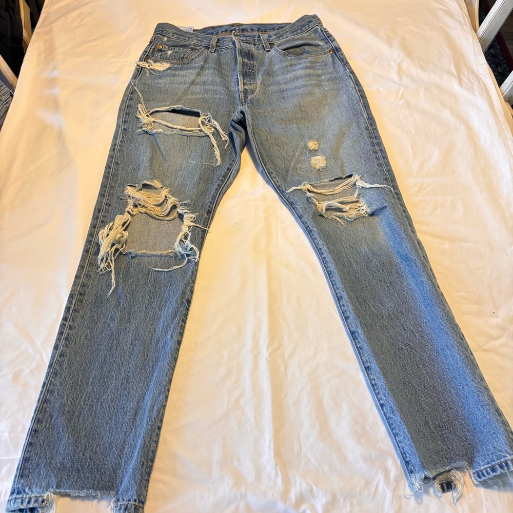 Levi's Light Blue Distressed Boot Cut Jeans